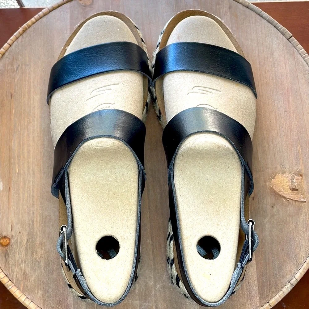 Time and Tru Espadrille Sandals Women’s Size 9 Black Platform Slingback